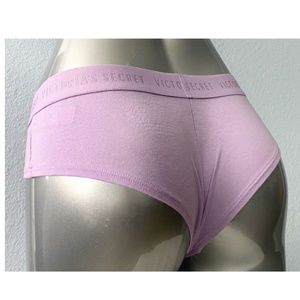 Victorias Secret Nwt Purple Logo Band Cotton Blend Cheeky Panty Small S